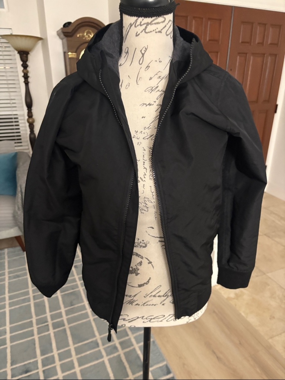 Place Kids Black Hooded Windbreaker Jacket